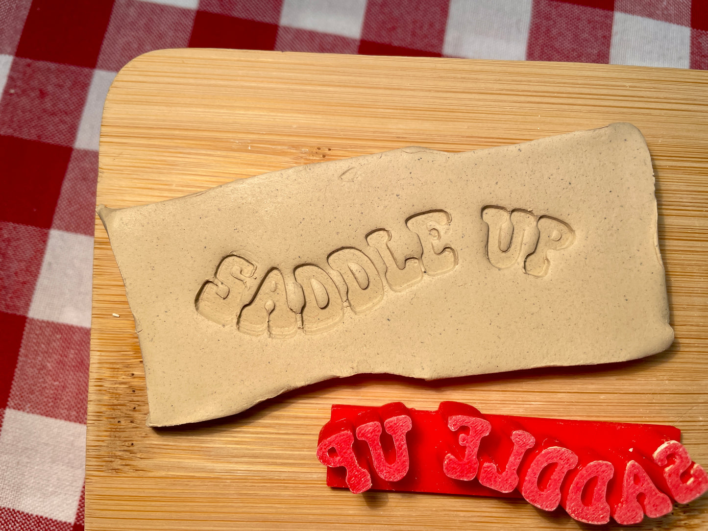 "Saddle Up" - Word Pottery Stamp - September 2025 - Country Western Themed Mystery Box, multiple sizes available