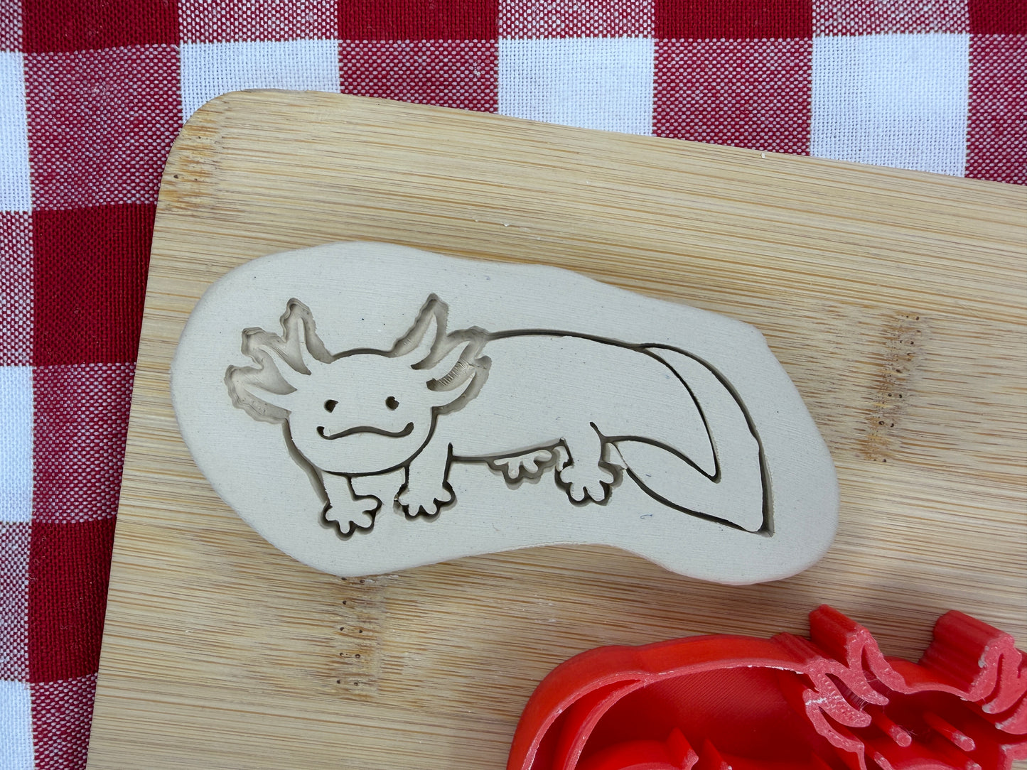 Axolotl Pottery Stamp with optional cookie cutter - May 2026 - Animals That I Haven't Yet Made Themed Mystery Box, multiple sizes available