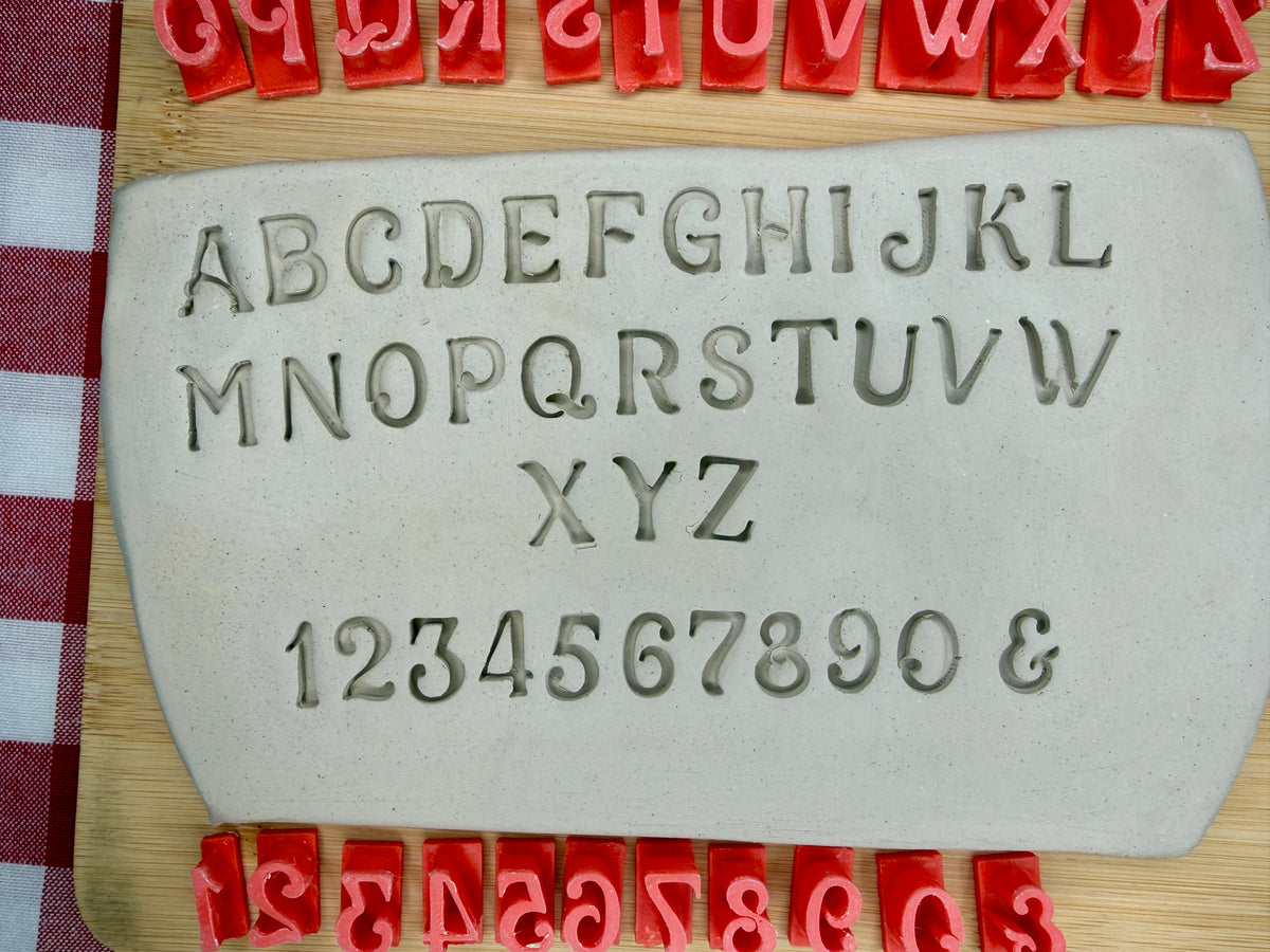 Alphabet and Number Pottery Stamp Set - Pirate Font - August 2026 Pirate Theme Mystery Box - alphabet and numbers