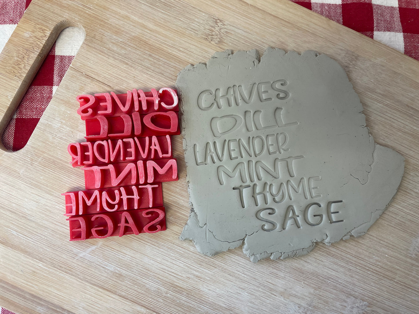 Herb Garden Stake Words Pottery Stamps - Basil, Dill, Parsley, etc, 3D Printed, each