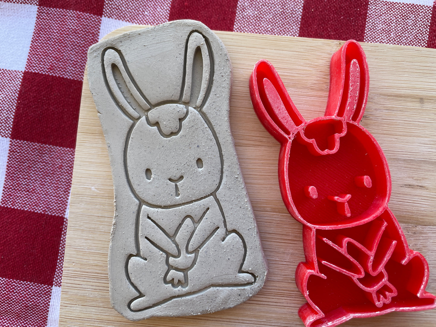 Bunny Pottery Stamp - Spring themed February 2025 Mystery Box, multiple sizes available