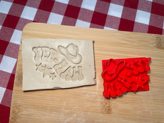"YEE-HAW" - Word Pottery Stamp - September 2025 - Country Western Themed Mystery Box, multiple sizes available