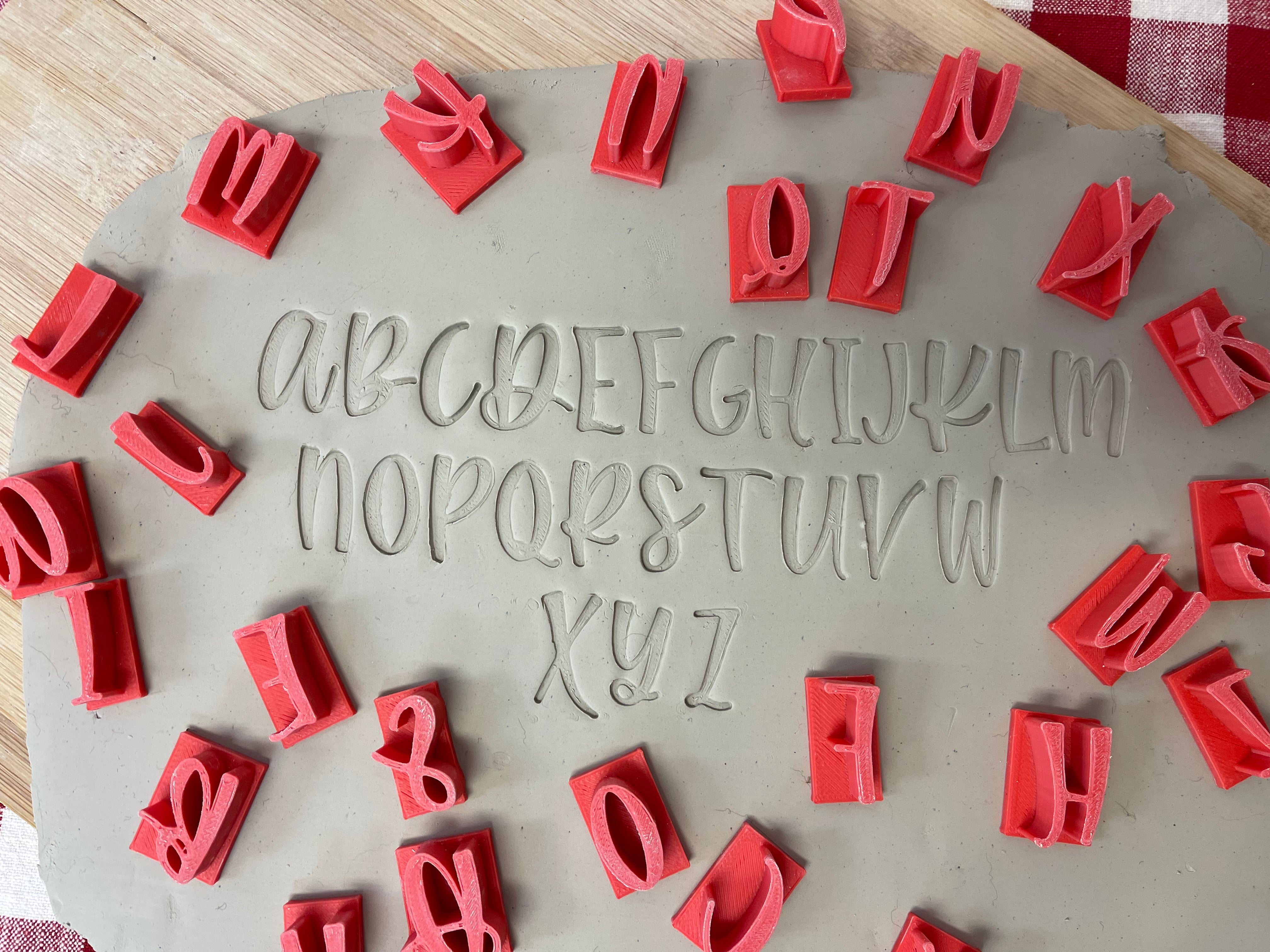 Alphabet Pottery Stamp Set - Cast Iron Font