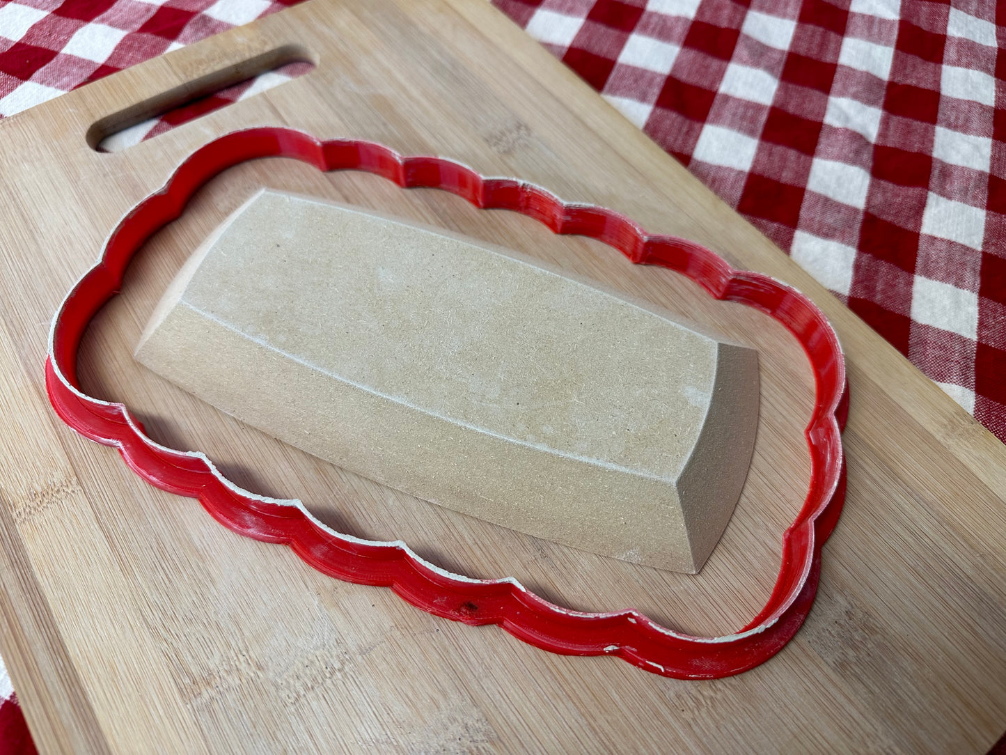 NEW Loose Scalloped Edge Spherical Rectangle, Clay Cutter - Plastic 3D printed, Pottery Tool, multiple sizes