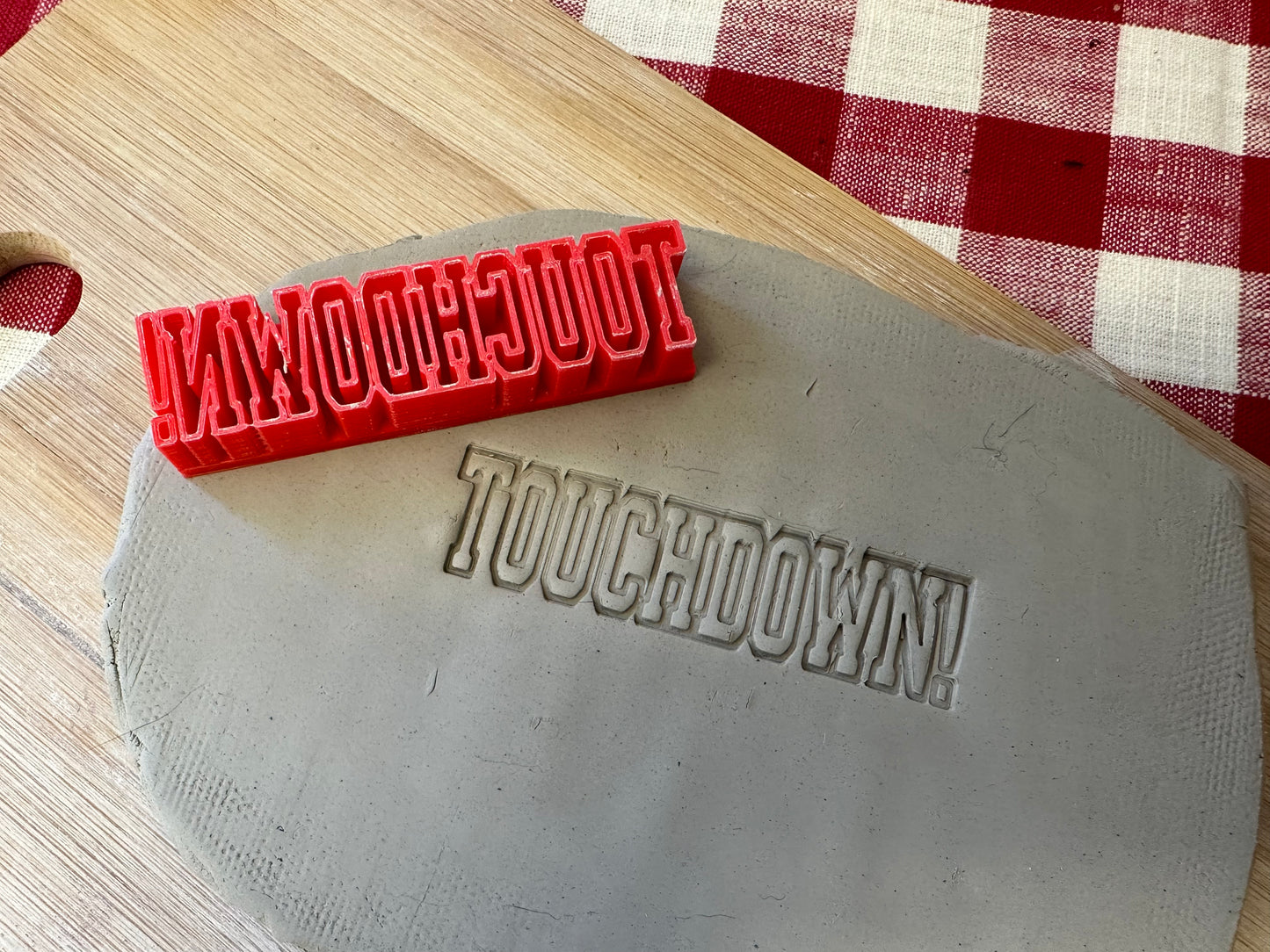 "Touchdown" word stamp - plastic 3D printed, multiple sizes available
