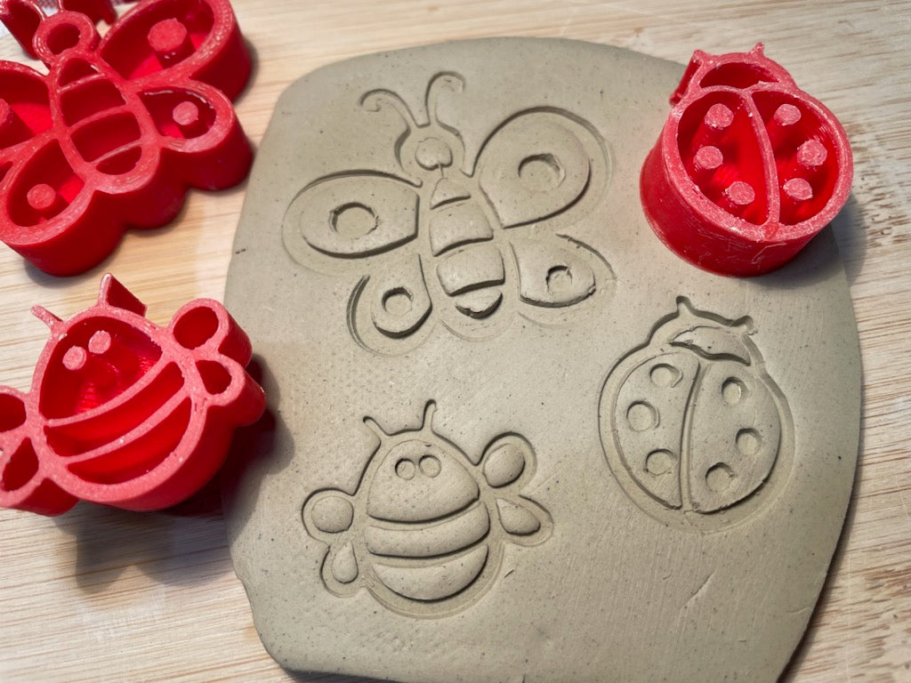 Bugs set or each - Bee, Butterfly and Lady Bug - May 2024 Mystery Box, plastic 3D printed, set of each