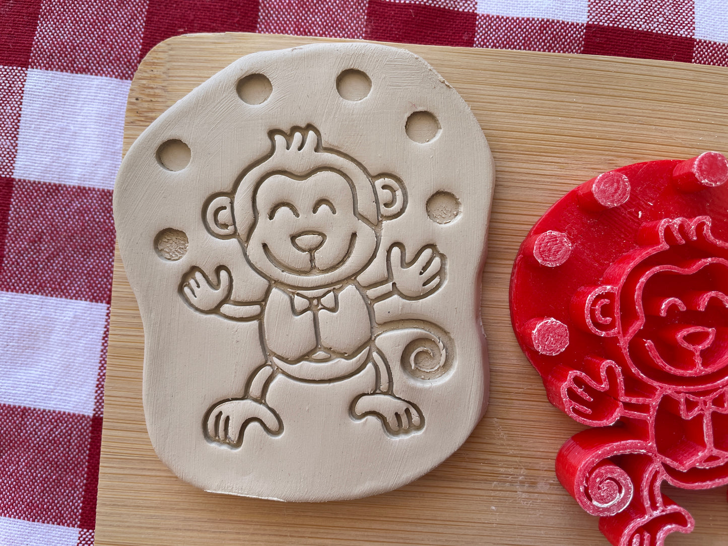 Juggling Monkey - Pottery Stamp - June 2025 - Circus Themed Mystery Box, multiple sizes available