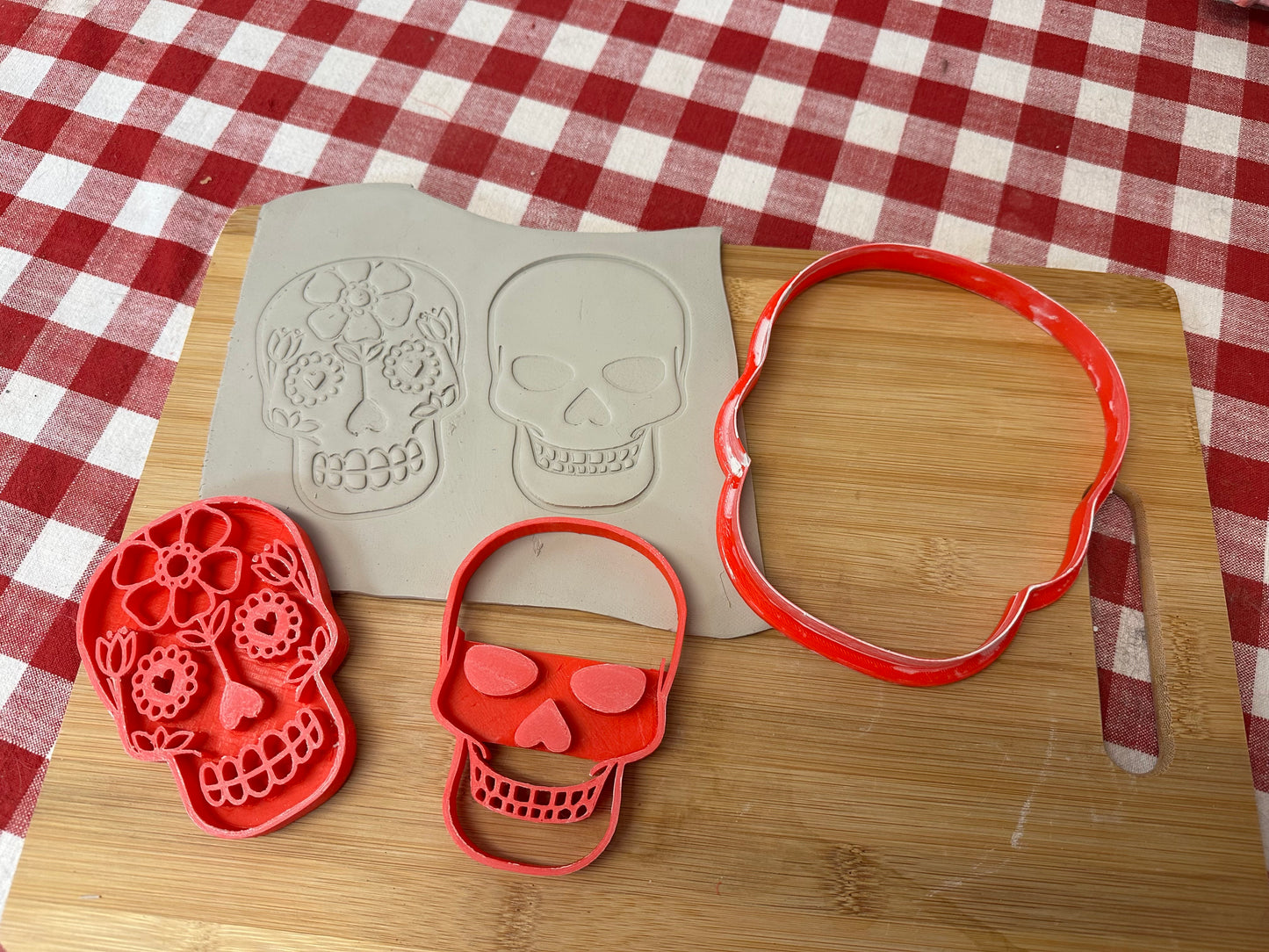 Halloween Skull and Sugar Skull designs - Pottery Stamp and Clay Cutter, designed to match GR Pottery Form Skull Wallie, Set or each
