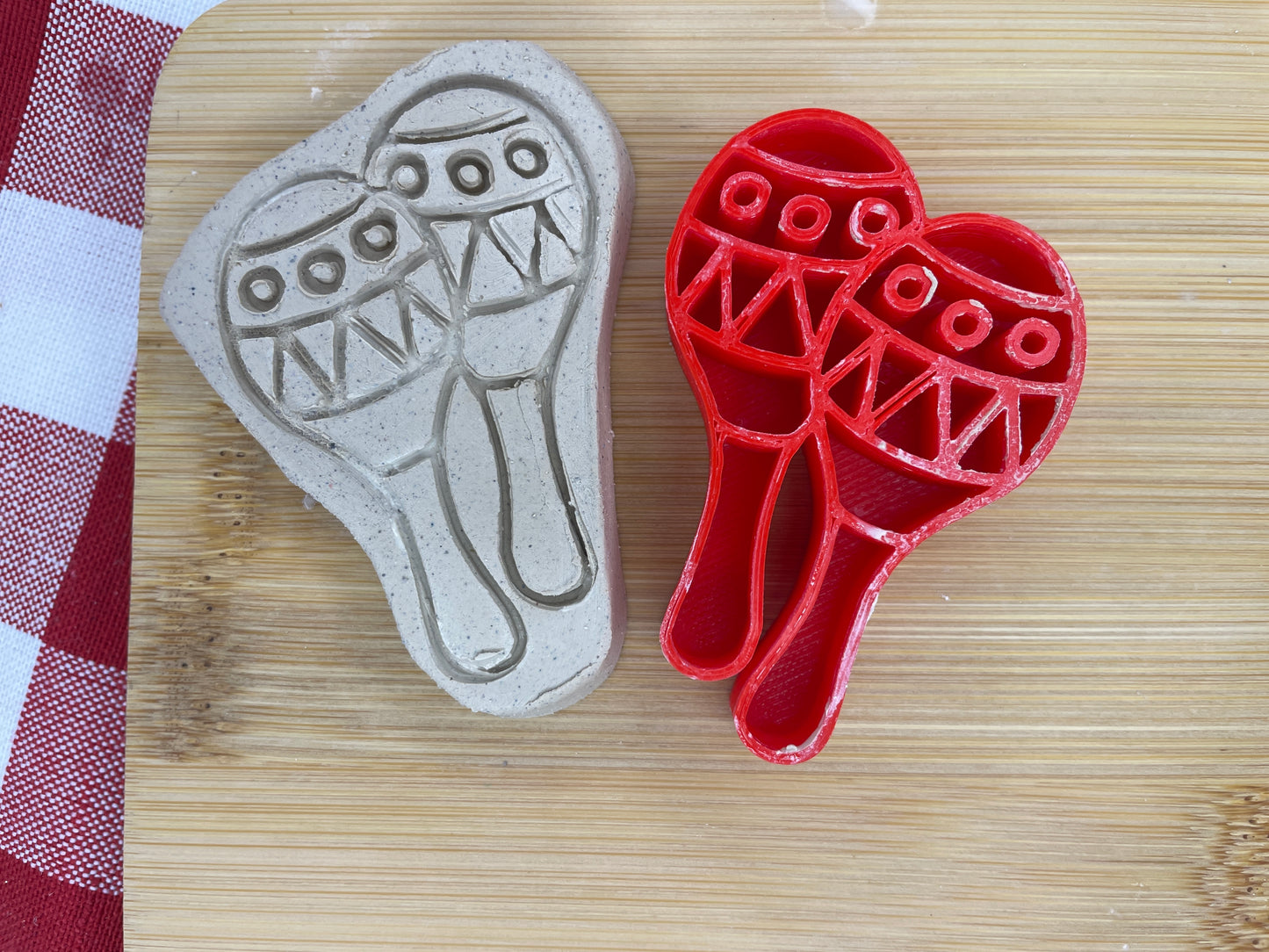 Maracas Pottery Stamp - Fiesta Party themed April 2025 Mystery Box, multiple sizes available