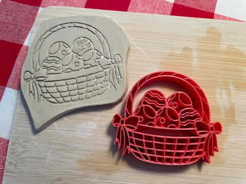Easter basket pottery stamp - from the February 2024 mystery box, multiple sizes available