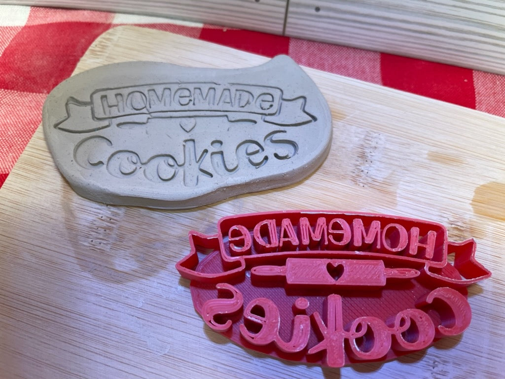 "Homemade Cookies" word stamp - December 2023 mystery box, plastic 3d printed, multiple sizes available
