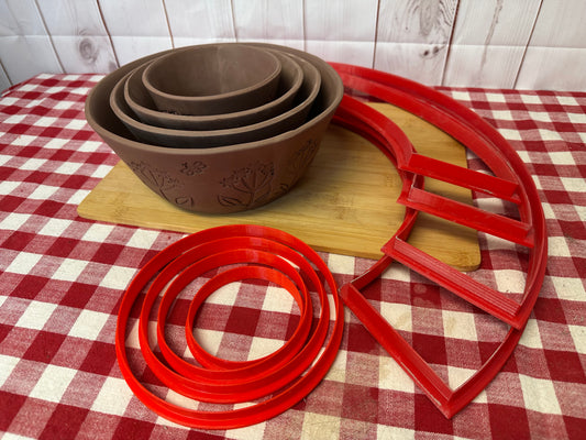 Nesting Bowls Template Clay Cutter, 3.75" tall - NEW sizes Set of 4 bowls or each - plastic 3D printed