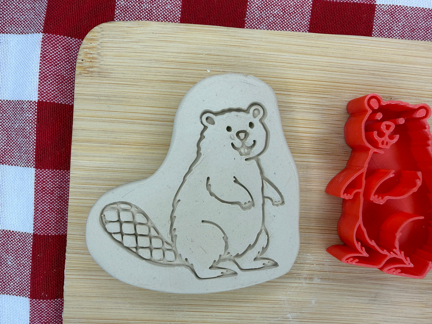 Beaver Pottery Stamp with optional cookie cutter - May 2026 - Animals That I Haven't Yet Made Themed Mystery Box, multiple sizes available