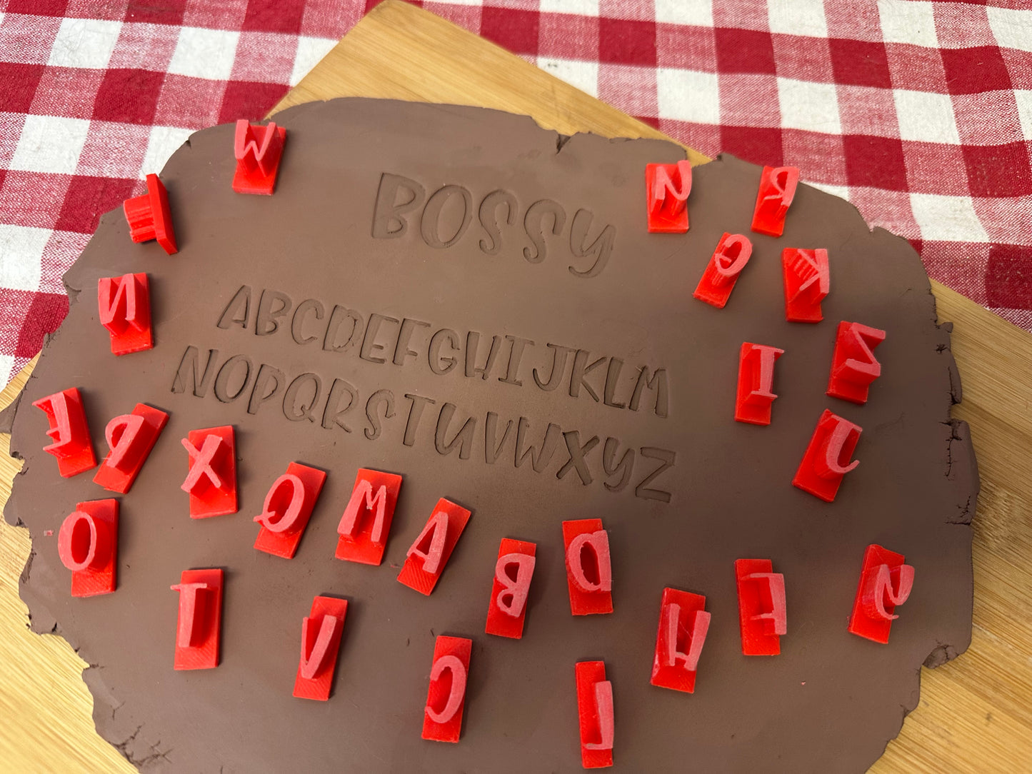 Alphabet Pottery Stamp Set - Bossy Font, alphabet and/or numbers