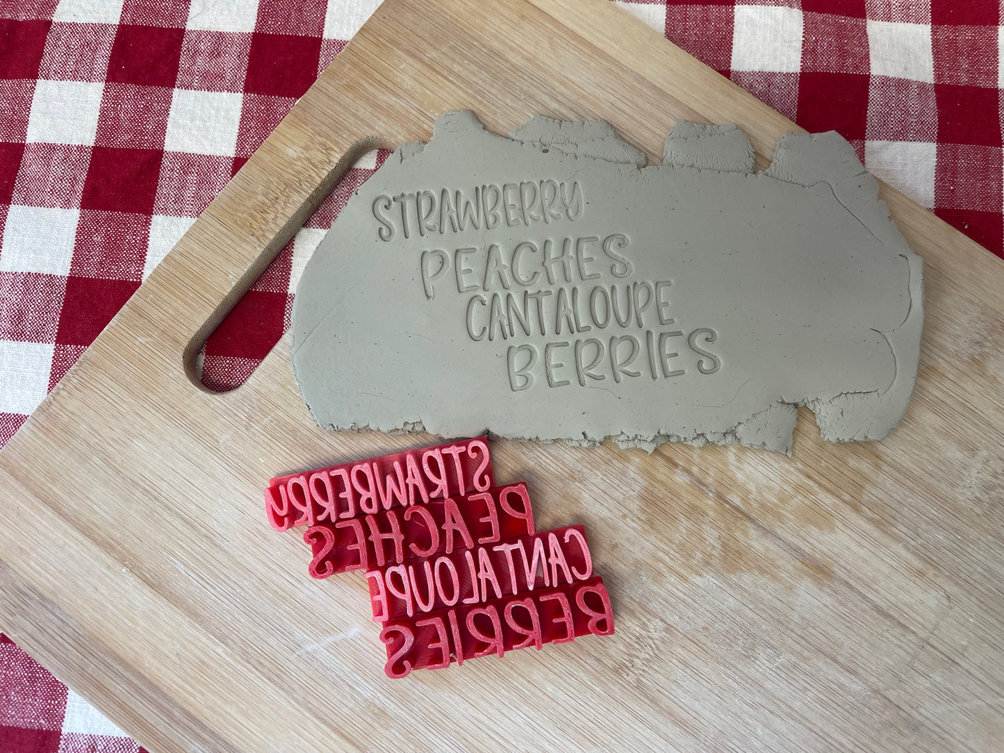 Fruit Garden Stake Words Pottery Stamps - Apples, Strawberries, Watermelon, etc, 3D Printed, each