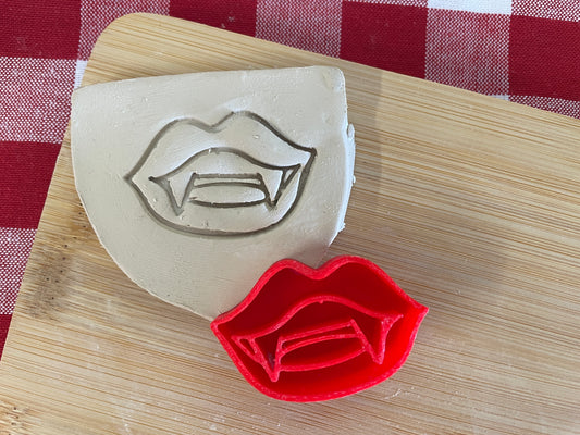 Vampire Lips, Fangs - Pottery Stamp - May 2025 - Halloween II Themed Mystery Box, multiple sizes available