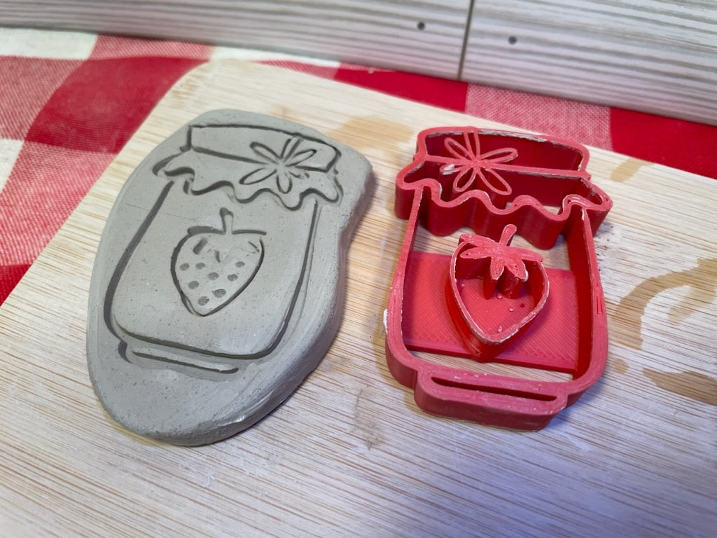 Strawberry Jam Jelly Jar Pottery Stamp - December 2023 Mystery Box, Plastic 3D printed, multiple sizes available