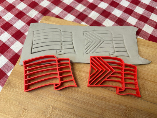 Wavy Pride Flag Pottery stamps, Rainbow 6 stripe or Progress design - plastic 3d printed, each or set, multiple sizes