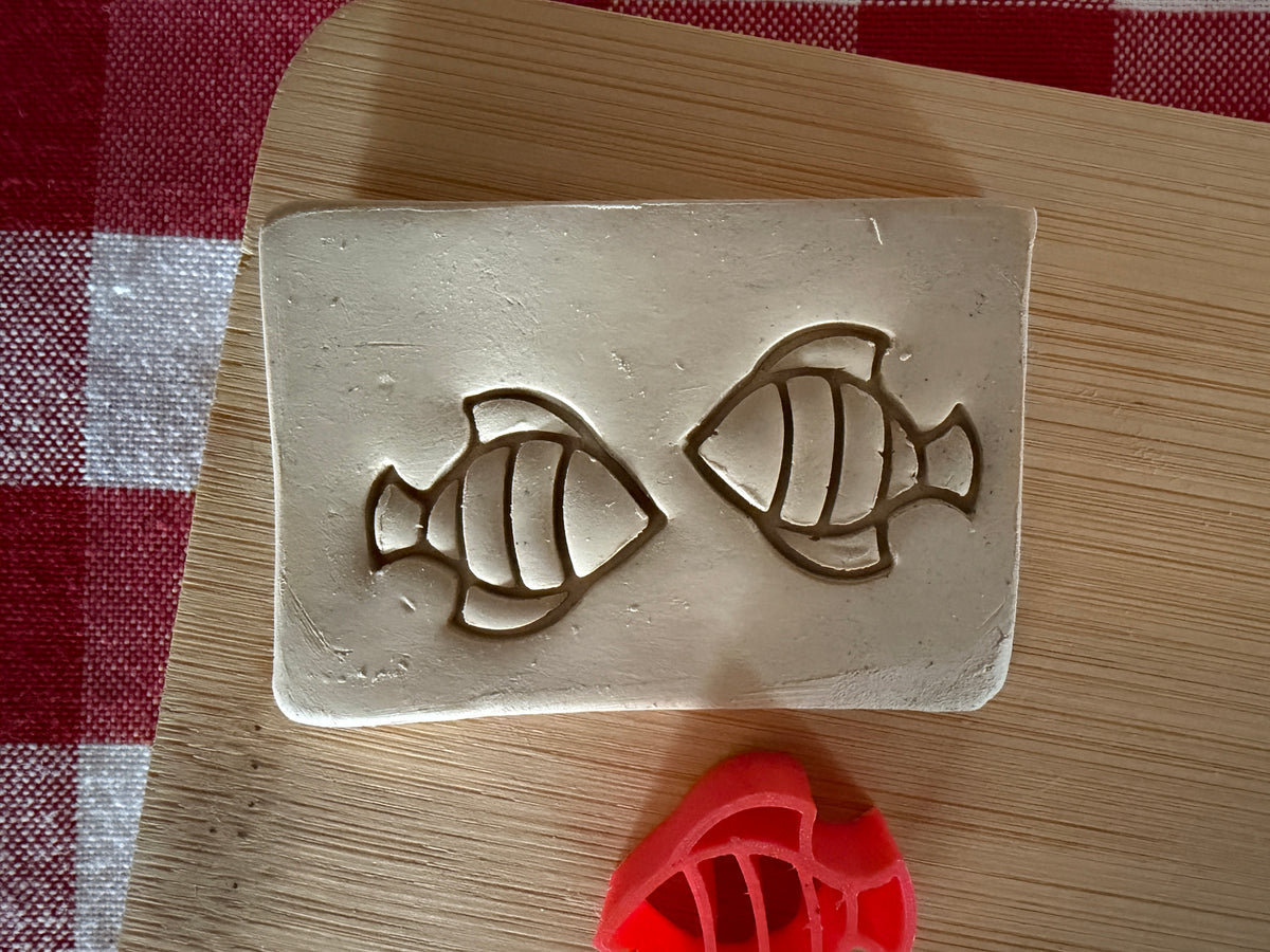 Mini Fish Pottery Stamp - September 2026 stamp of the month, plastic 3D printed, multiple sizes