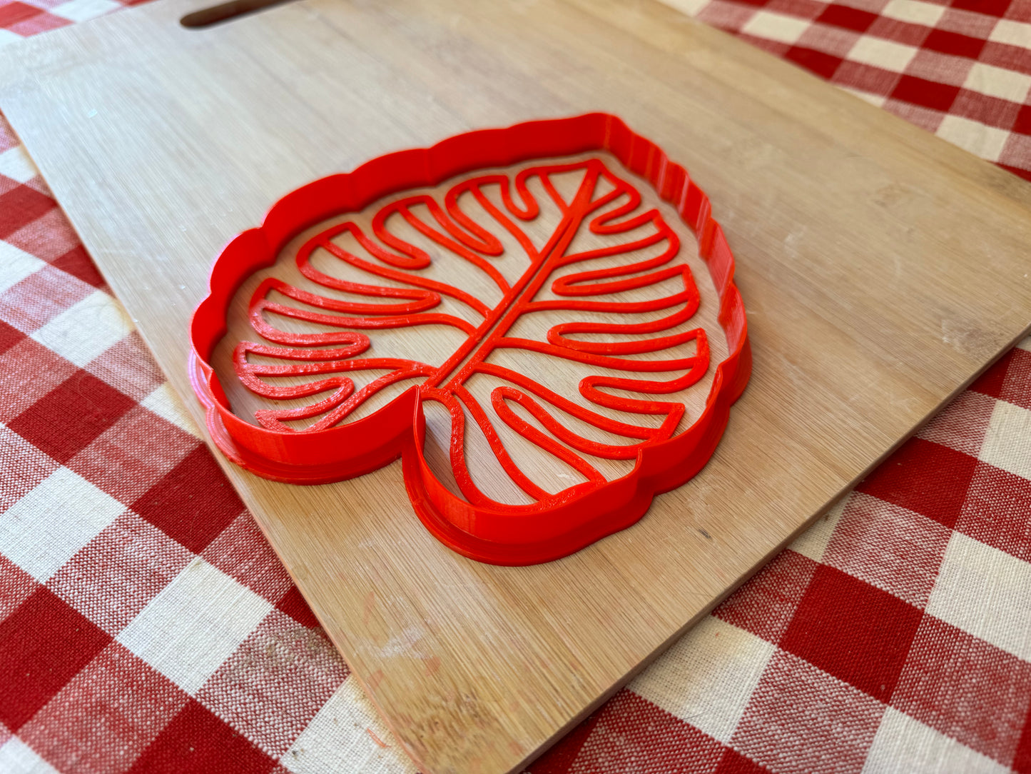 Monstera Design, Pottery Stamp or Stencil w/ optional cutter - plastic 3d printed, multiple sizes available