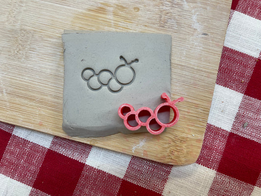 Caterpillar Mini Pottery Stamp - July 2022 Stamp of the Month, plastic 3D printed, multiple sizes