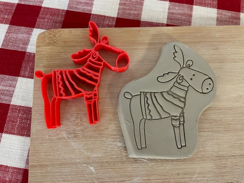 Pottery Stamp, Cute Moose with Winter Sweater design - September 2023 mystery box, multiple sizes available