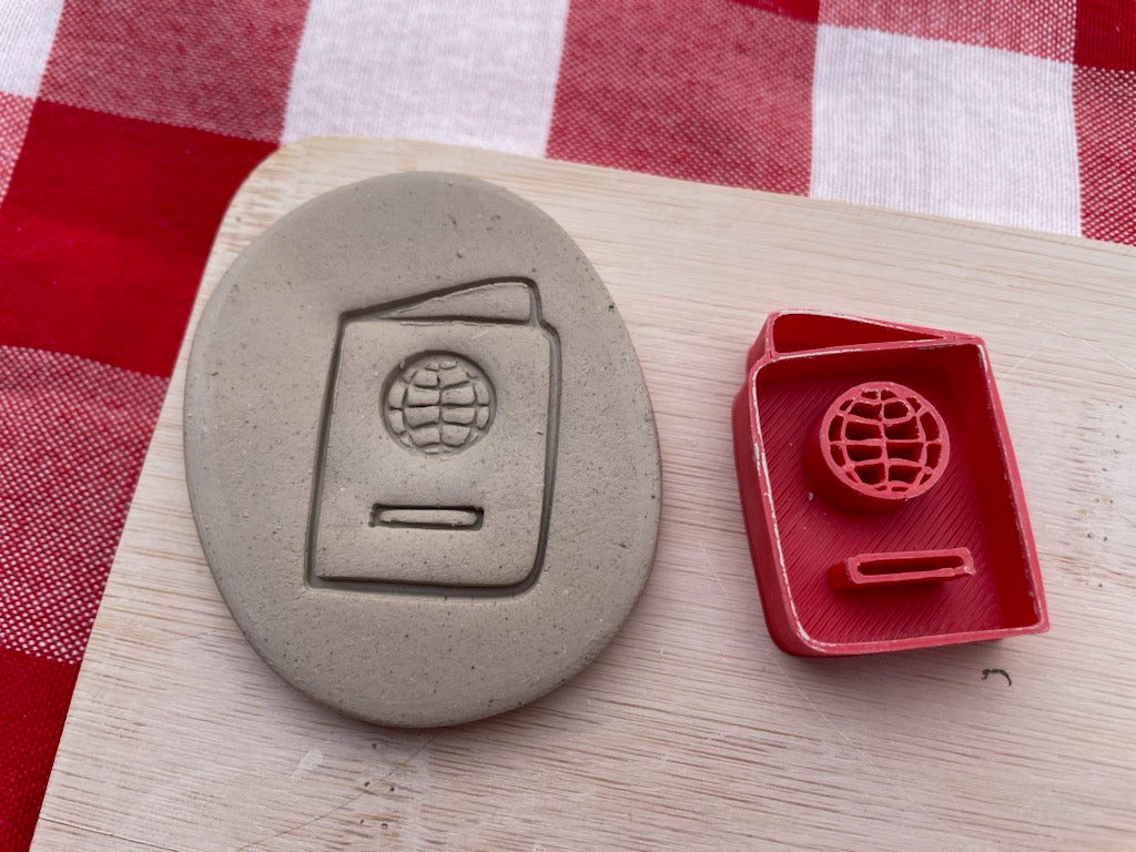 Passport pottery stamp, from the March 2024 Travel mystery box, multiple sizes available