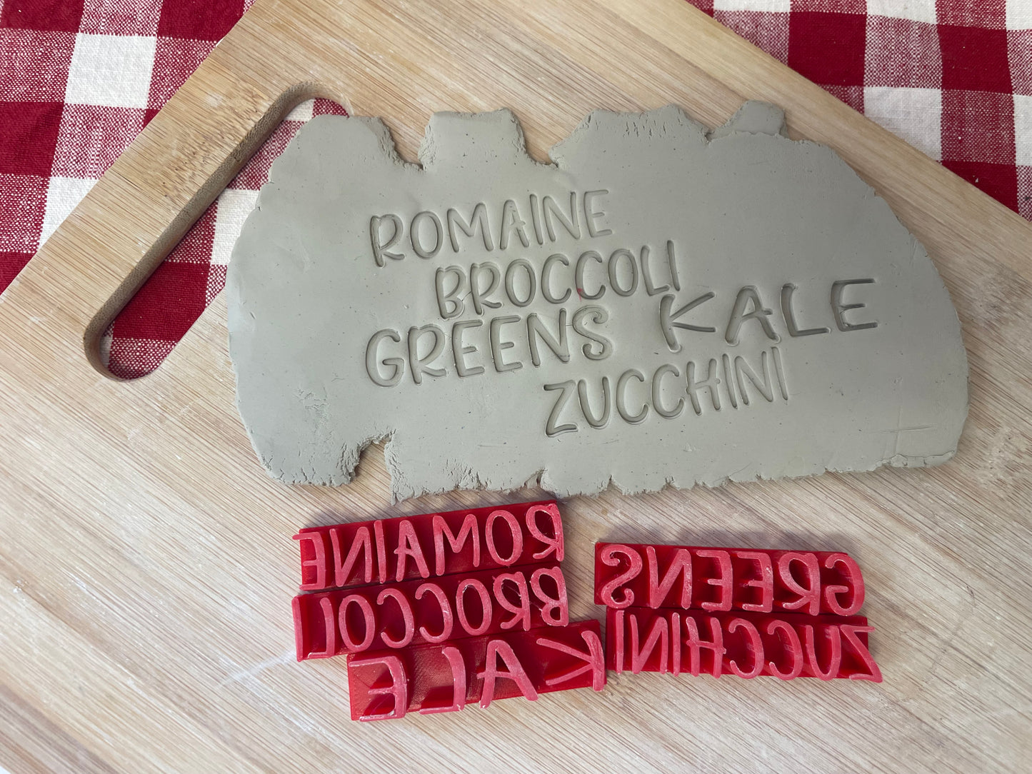Vegetable (Veggie) Garden Stake Words Pottery Stamps - Tomatoes, Peppers, Corn, etc, 3D Printed, each