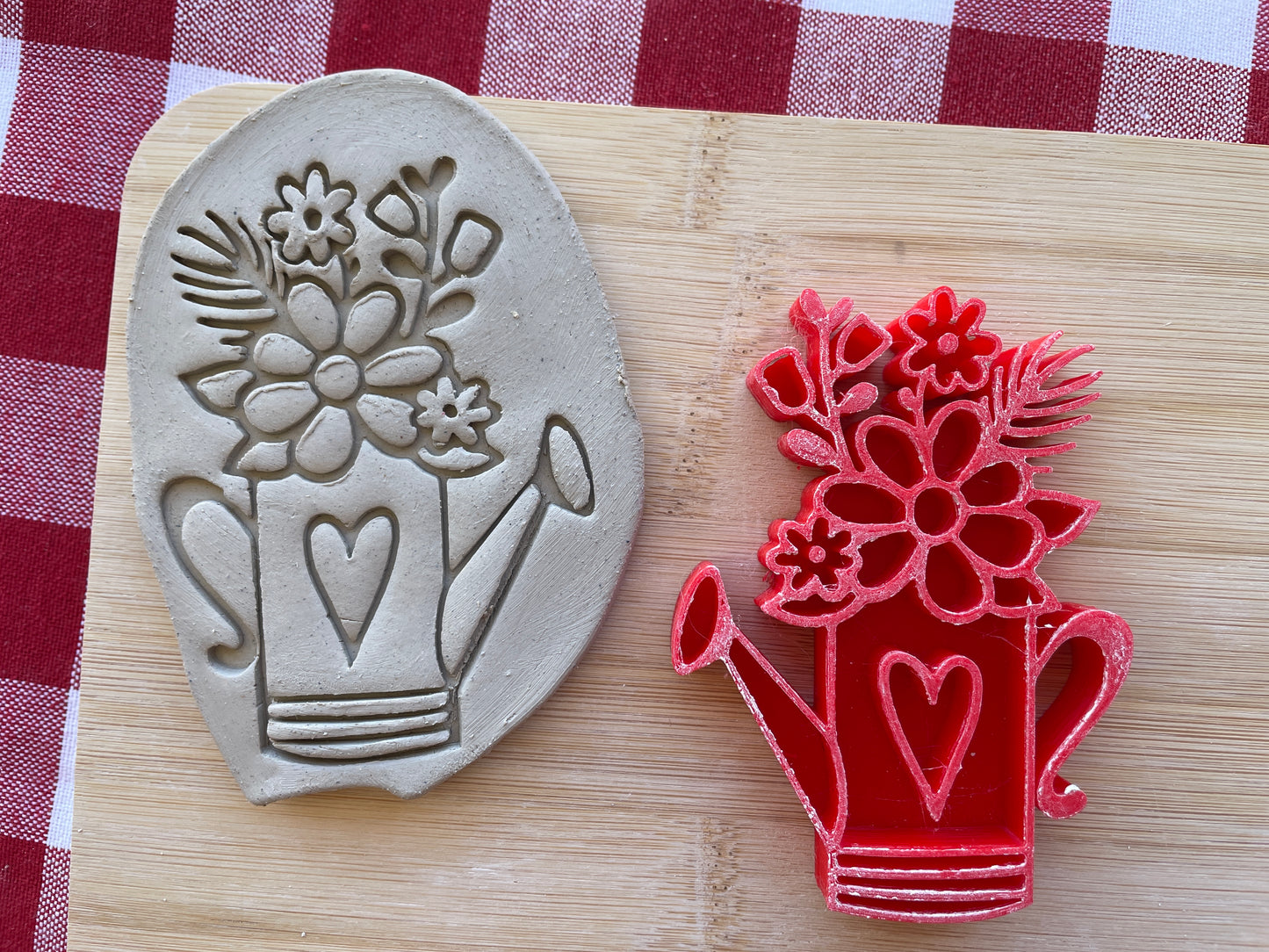 Watering Can and flowers Pottery Stamp - Spring themed February 2025 Mystery Box, multiple sizes available