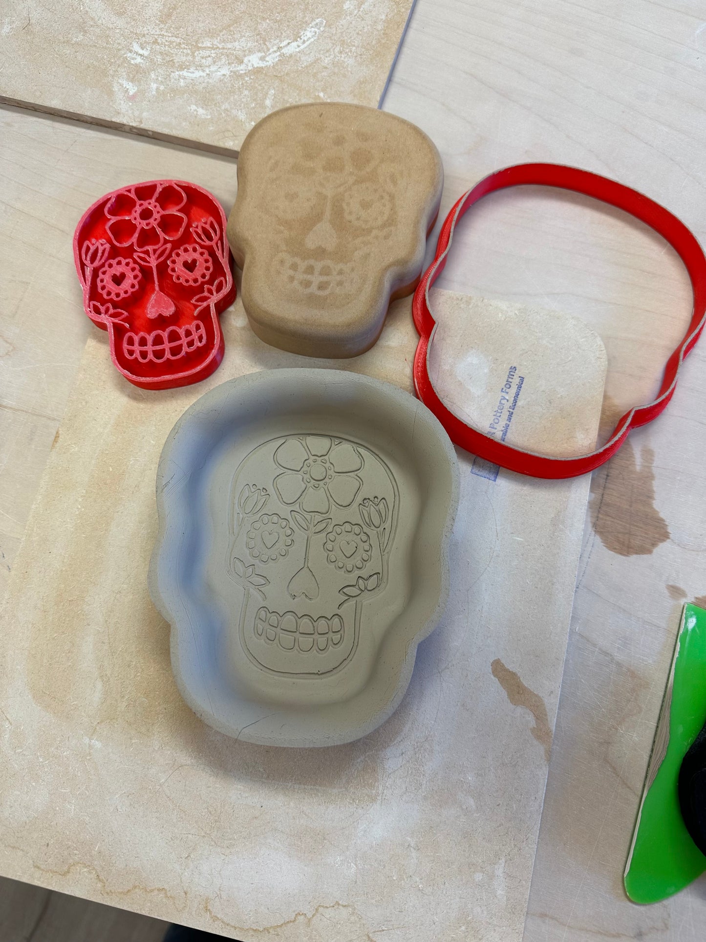 Halloween Skull and Sugar Skull designs - Pottery Stamp and Clay Cutter, designed to match GR Pottery Form Skull Wallie, Set or each