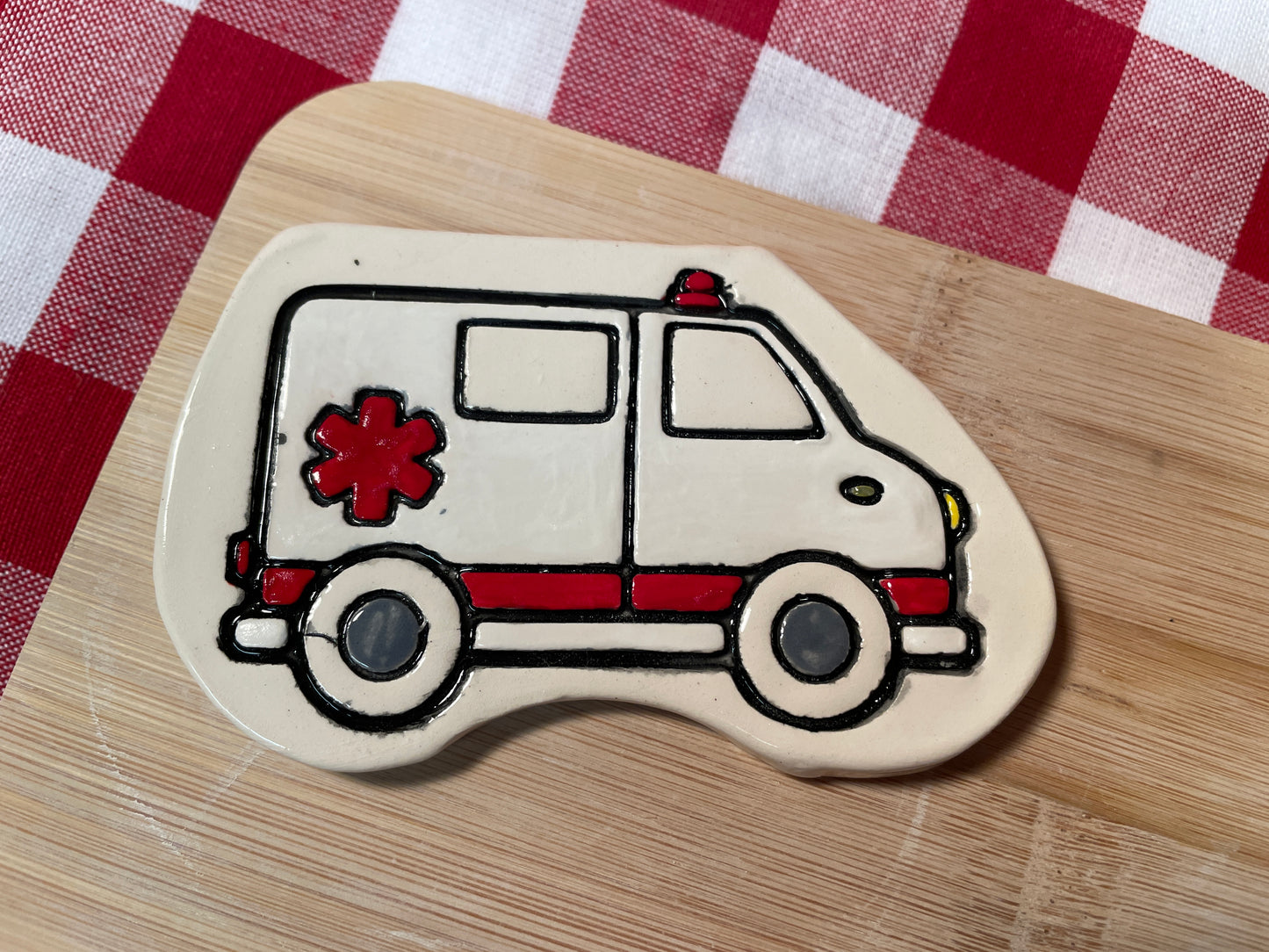 Ambulance Pottery Stamp - First Responders themed November 2024 Mystery Box, multiple sizes available
