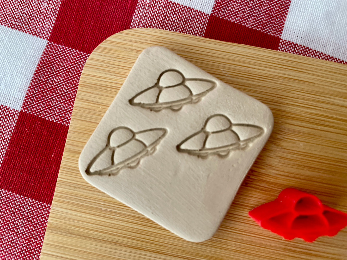 UFO Mini Pottery Stamp - October 2023 stamp of the month, multiple sizes