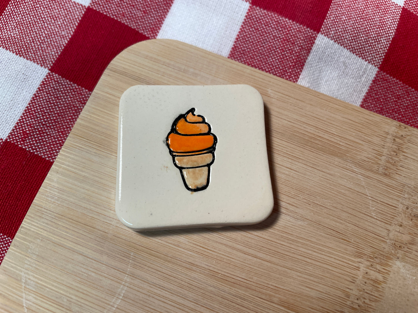 Soft Serve Ice Cream Mini Pottery Stamp - March 2023 Stamp of the Month, multiple sizes