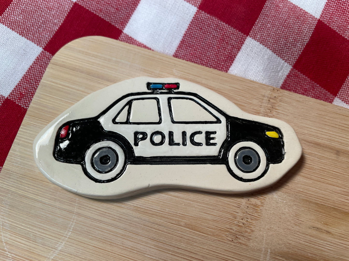 Police Car Pottery Stamp - First Responders themed November 2024 Mystery Box, multiple sizes available