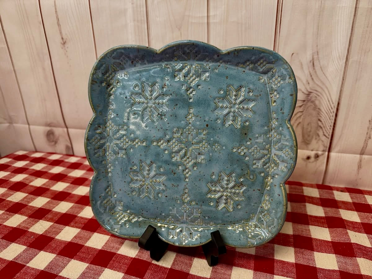 Sweater style Quilt Star and Snowflake designs - pottery stamp - each or set