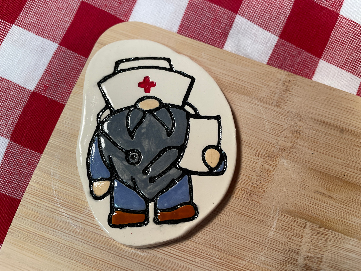 Medic Gnome Pottery Stamp - EMT, nurse, First Responders themed November 2024 Mystery Box, multiple sizes available