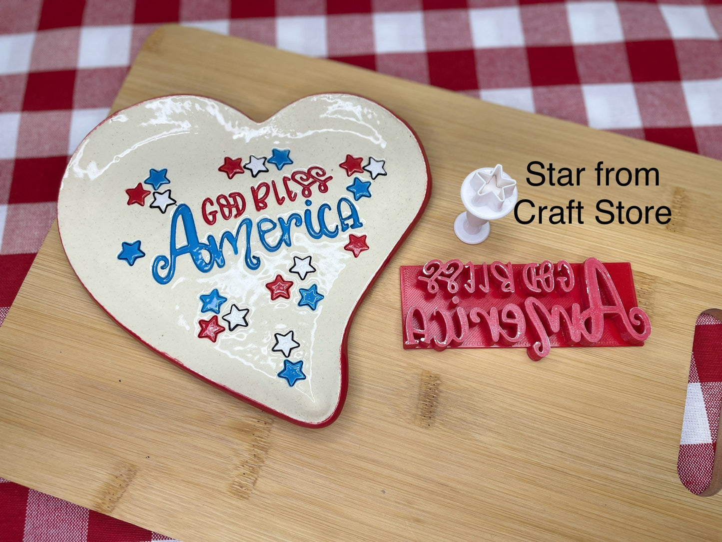 "God Bless America" Word Stamp - Plastic 3D printed, multiple sizes available