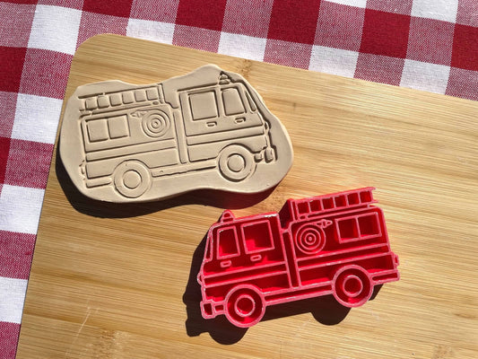 Fire Truck Pottery Stamp - First Responders themed November 2024 Mystery Box, multiple sizes available