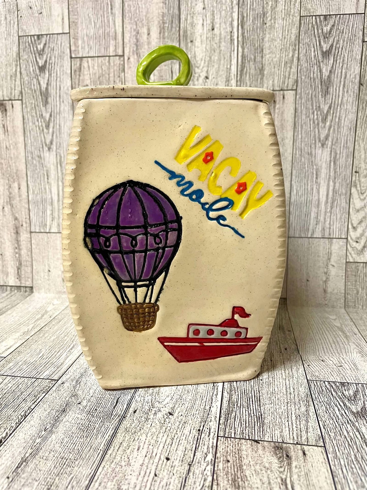 "Vacay Mode" word pottery stamp, from the March 2024 Travel mystery box - multiple sizes available, 3D printed
