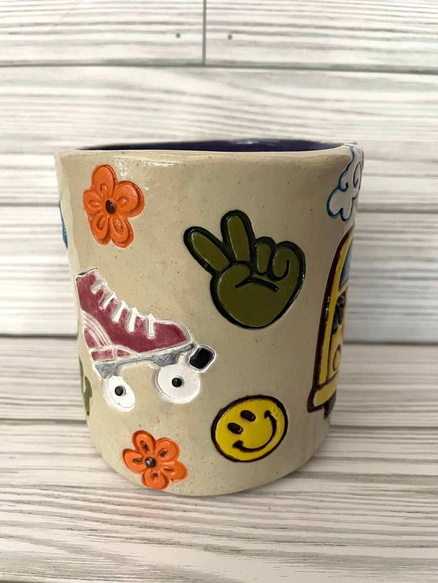 Retro Daisy set with center Love, Peace Sign, and Smilie Face Circle Stamp - from the May 2023 mystery box, plastic 3D printed, multiple sizes available