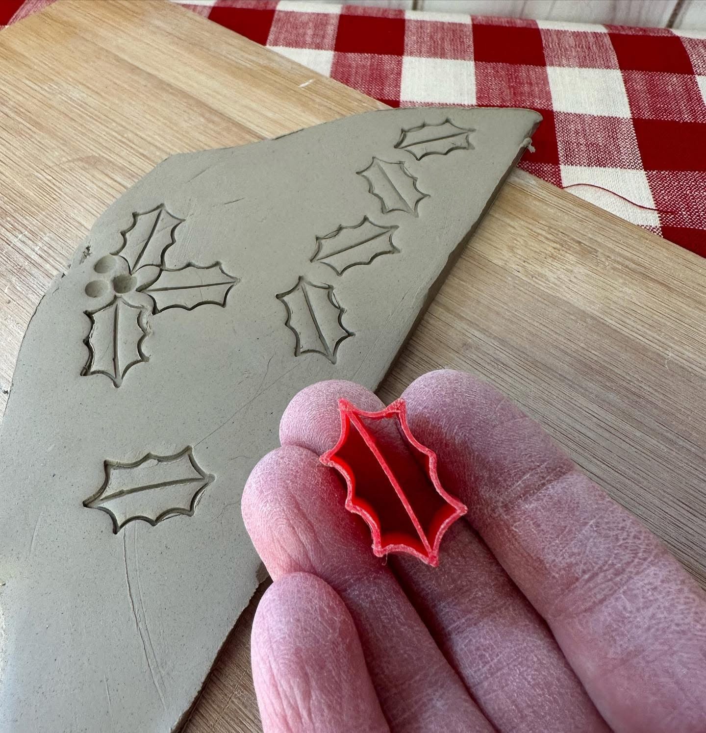 Mini Holly Pottery Stamp - November 2023 stamp of the month, plastic 3D printed, multiple sizes