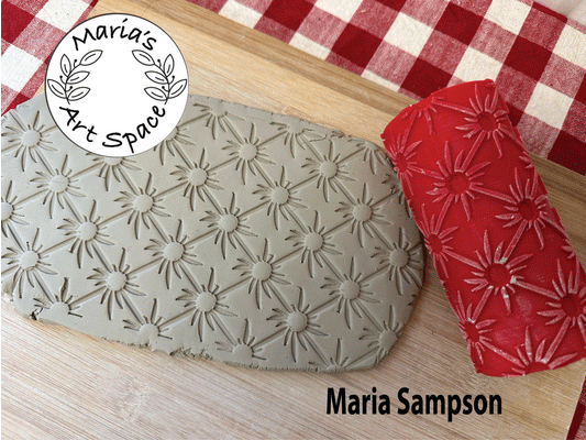 Tufted buttons pattern, Maria Sampson designed Texture Roller - For the ClayShare Whimsical Garden Stacks 3 class