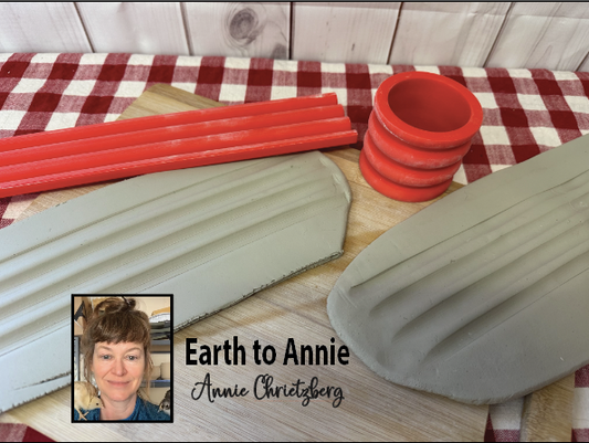 Motif Stick or Roller - Deep Groove design, texture trim border tool - Earth to Annie ClayShare workshop - Annie Chrietzberg collaboration