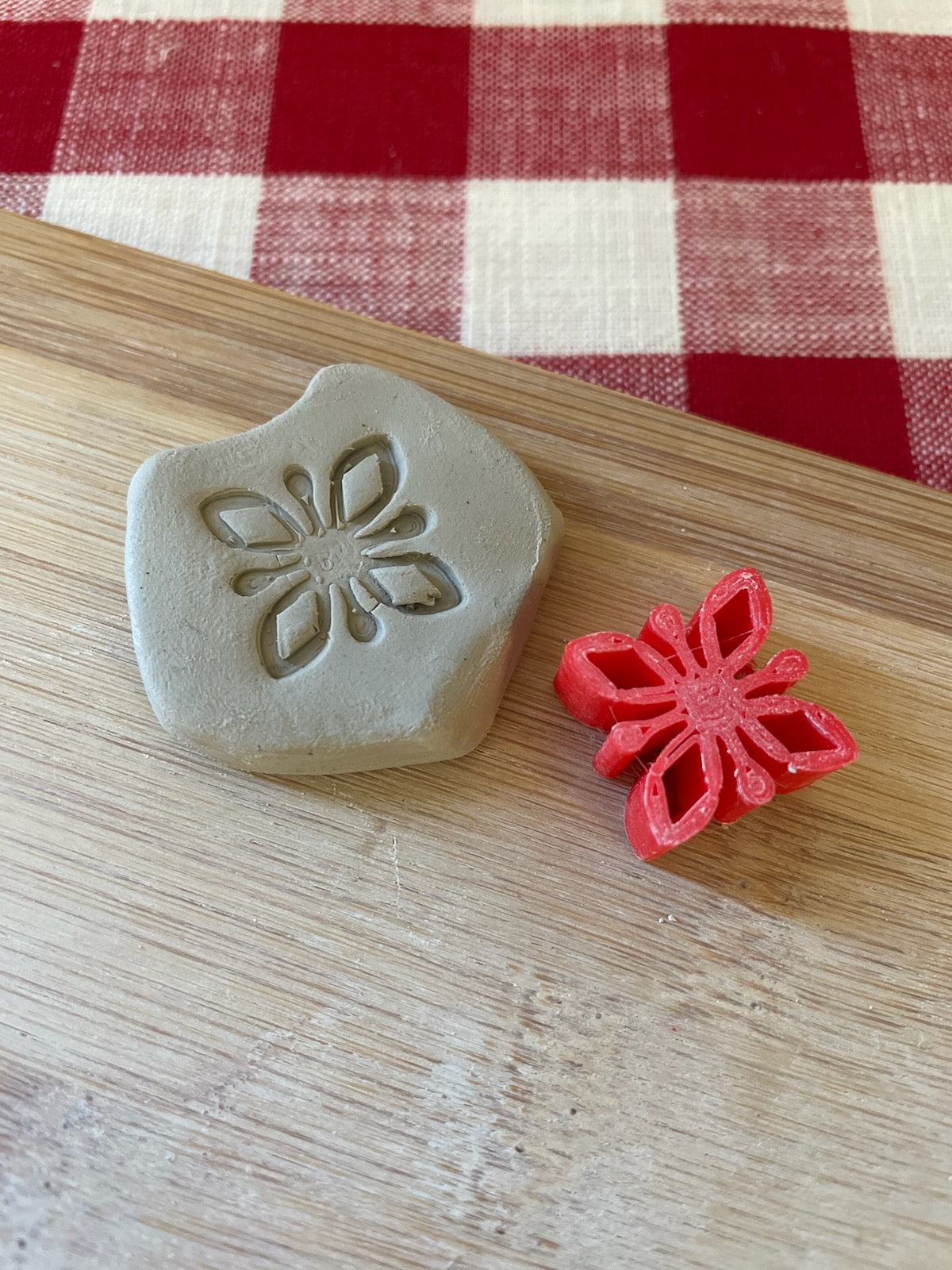 Scandinavian Flower/Diamond Mini Pottery Stamp - July 2023 stamp of the month, multiple sizes