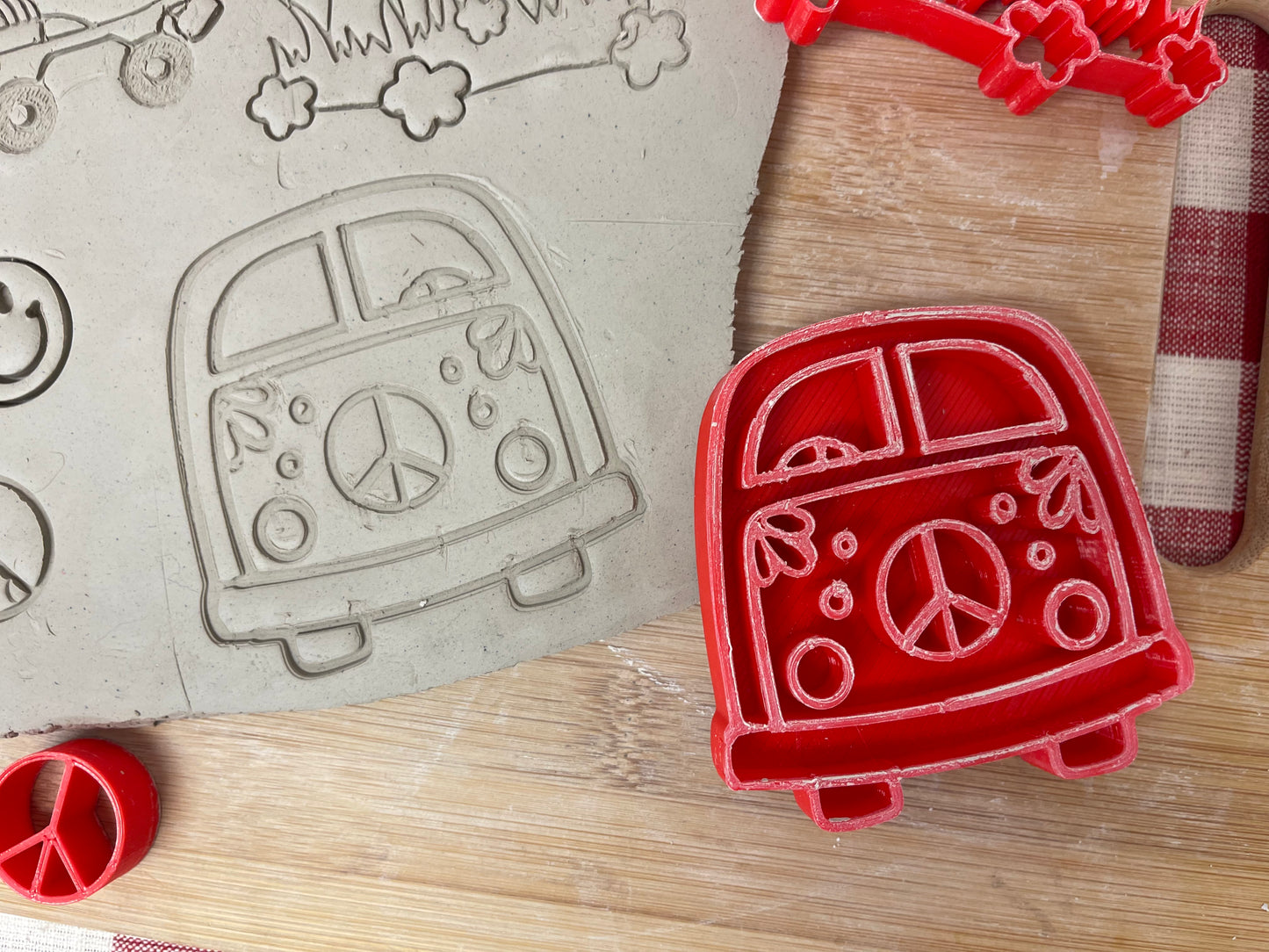 Pottery Stamp, Van design, from the May 2023 mystery box, front and side view, multiple sizes available