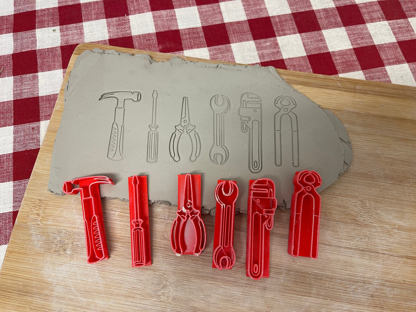 Tool design stamps -  set of 6, from the April 2023 mystery box, plastic 3D printed