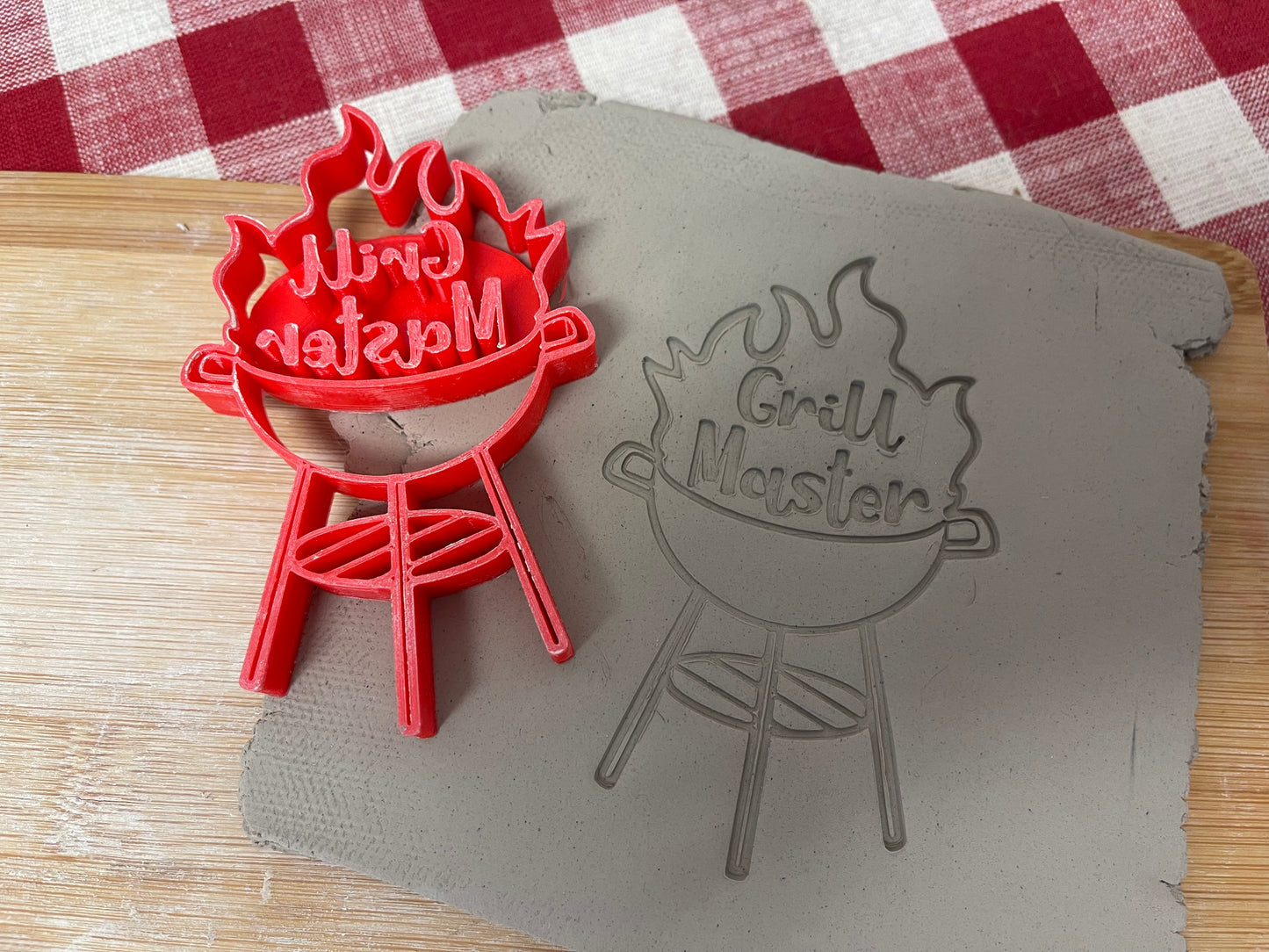 Pottery Stamp, Grill Master design, from the April 2023 mystery box, multiple sizes available