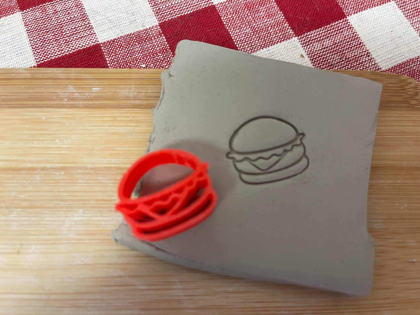 Burger Mini Pottery Stamp - April 2023 mystery box, plastic 3D printed, multiple sizes available
