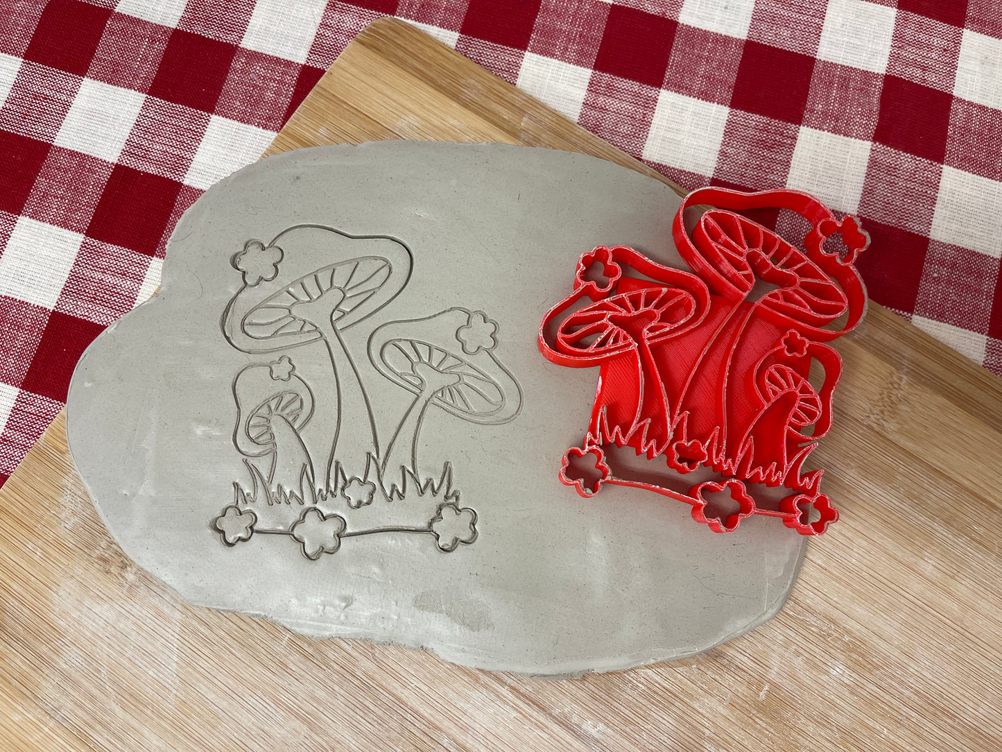 Pottery Stamp, Retro/Groovy Mushrooms design, from the May 2023 mystery box, plastic 3d printed, multiple sizes available