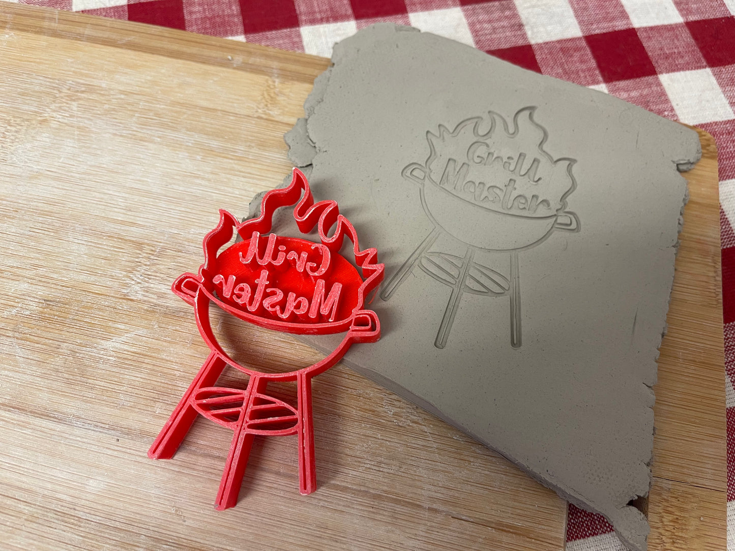 Pottery Stamp, Grill Master design, from the April 2023 mystery box, multiple sizes available